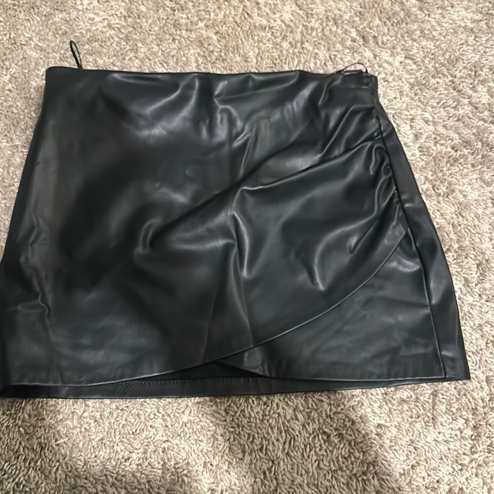 Zara leather asymmetrical mini skirt